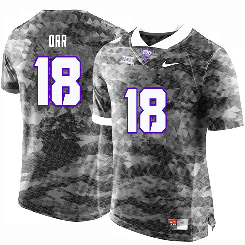 Men #18 Nick Orr TCU Horned Frogs College Football Jerseys-Gray - Click Image to Close